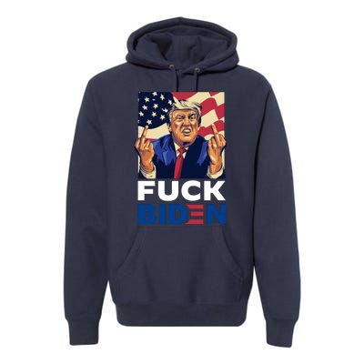 Fuck Biden Funny Trump Middle Finger Premium Hoodie