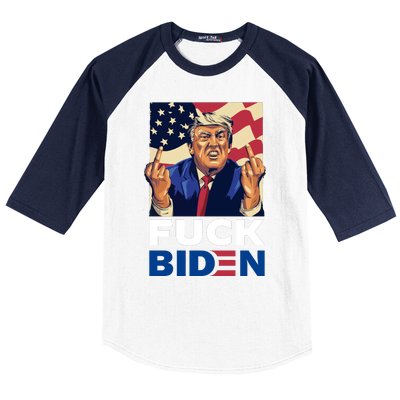 Fuck Biden Funny Trump Middle Finger Baseball Sleeve Shirt