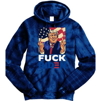 Fuck Biden Funny Trump Middle Finger Tie Dye Hoodie