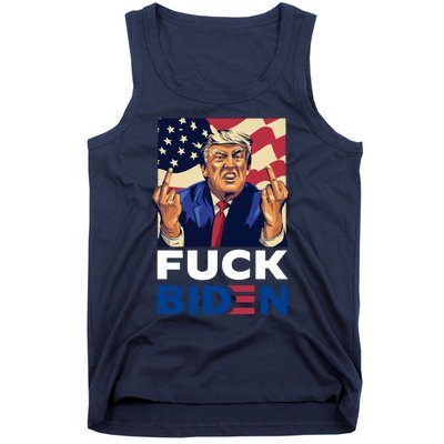 Fuck Biden Funny Trump Middle Finger Tank Top