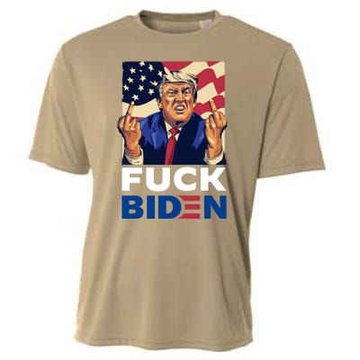 Fuck Biden Funny Trump Middle Finger Cooling Performance Crew T-Shirt