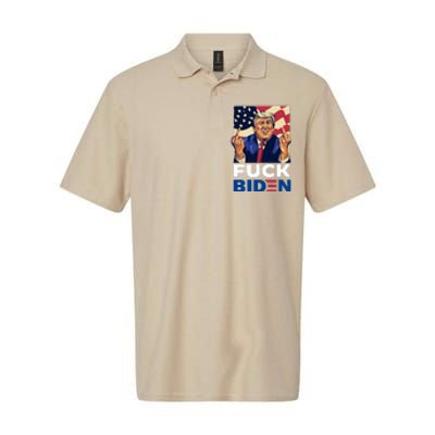 Fuck Biden Funny Trump Middle Finger Softstyle Adult Sport Polo