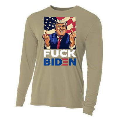 Fuck Biden Funny Trump Middle Finger Cooling Performance Long Sleeve Crew