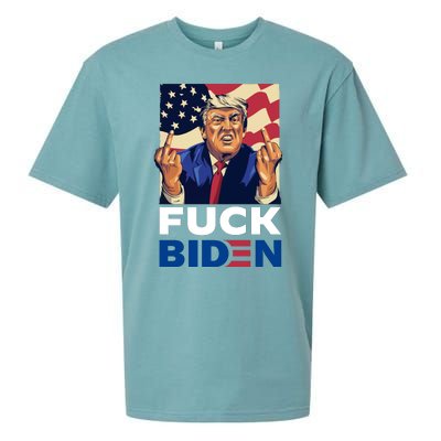 Fuck Biden Funny Trump Middle Finger Sueded Cloud Jersey T-Shirt