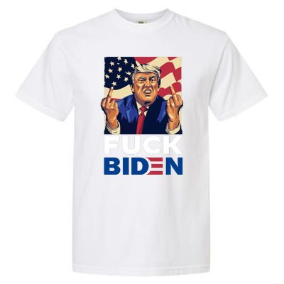 Fuck Biden Funny Trump Middle Finger Garment-Dyed Heavyweight T-Shirt