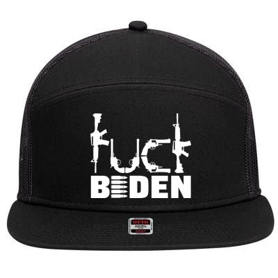 Fuck Biden Funny Anti Joe Biden 7 Panel Mesh Trucker Snapback Hat