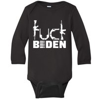 Fuck Biden Funny Anti Joe Biden Baby Long Sleeve Bodysuit