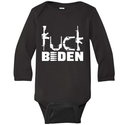 Fuck Biden Funny Anti Joe Biden Baby Long Sleeve Bodysuit