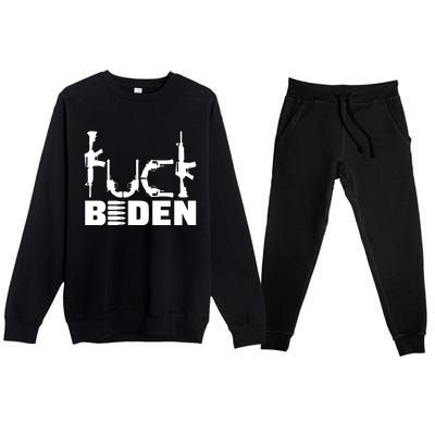 Fuck Biden Funny Anti Joe Biden Premium Crewneck Sweatsuit Set