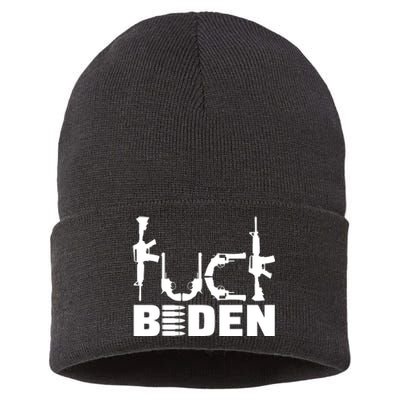 Fuck Biden Funny Anti Joe Biden Sustainable Knit Beanie