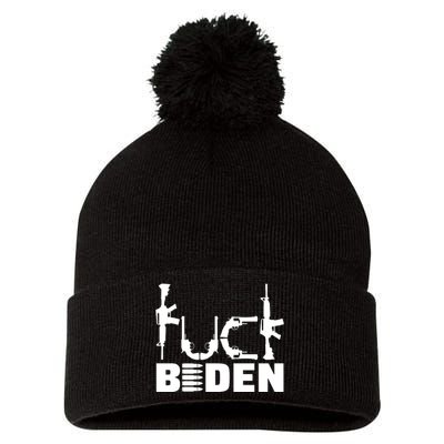 Fuck Biden Funny Anti Joe Biden Pom Pom 12in Knit Beanie