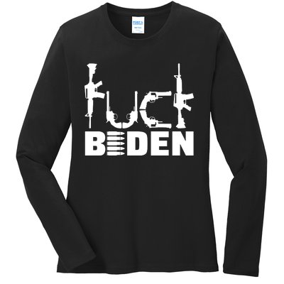 Fuck Biden Funny Anti Joe Biden Ladies Long Sleeve Shirt