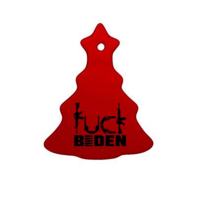 Fuck Biden Funny Anti Joe Biden Ceramic Tree Ornament