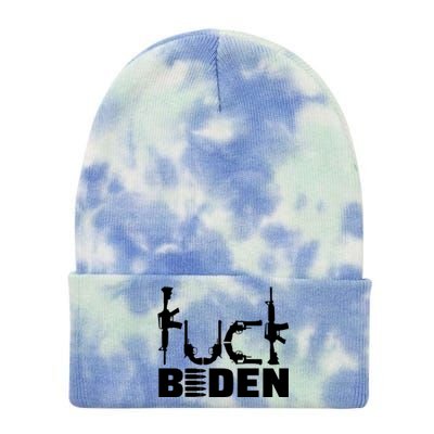 Fuck Biden Funny Anti Joe Biden Tie Dye 12in Knit Beanie