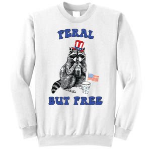 Feral But Free Funny 4th Of July Raccoon Independence Day Sweatshirt