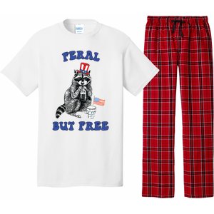 Feral But Free Funny 4th Of July Raccoon Independence Day Pajama Set