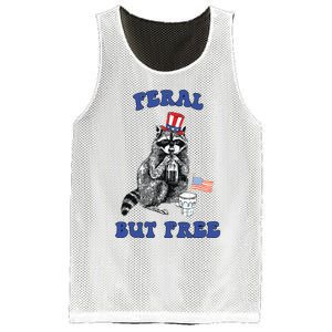 Feral But Free Funny 4th Of July Raccoon Independence Day Mesh Reversible Basketball Jersey Tank