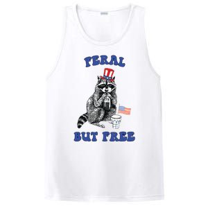 Feral But Free Funny 4th Of July Raccoon Independence Day PosiCharge Competitor Tank