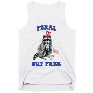 Feral But Free Funny 4th Of July Raccoon Independence Day Tank Top