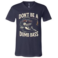 Funny Bass Fishing Stuff Funny Dad Bass Fish Papa Fishing V-Neck T-Shirt