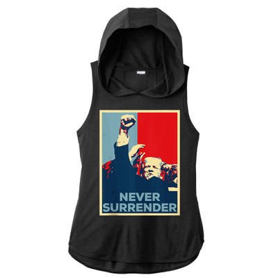 Fist Bump Fight Trump Poster Trump 2024 Never Surrender Ladies PosiCharge Tri-Blend Wicking Draft Hoodie Tank