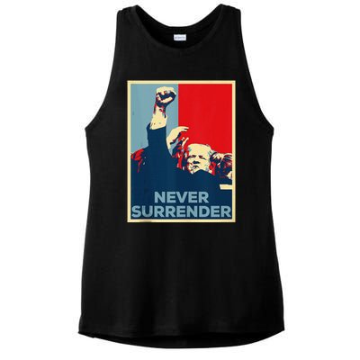 Fist Bump Fight Trump Poster Trump 2024 Never Surrender Ladies PosiCharge Tri-Blend Wicking Tank