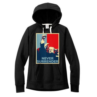 Fist Bump Fight Trump Poster Trump 2024 Never Surrender Women's Fleece Hoodie