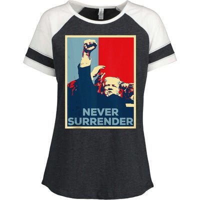 Fist Bump Fight Trump Poster Trump 2024 Never Surrender Enza Ladies Jersey Colorblock Tee