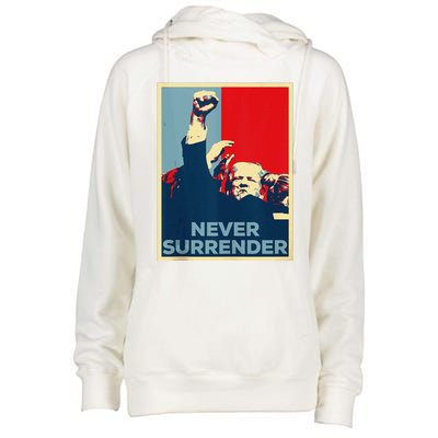 Fist Bump Fight Trump Poster Trump 2024 Never Surrender Womens Funnel Neck Pullover Hood