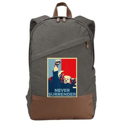 Fist Bump Fight Trump Poster Trump 2024 Never Surrender Cotton Canvas Backpack