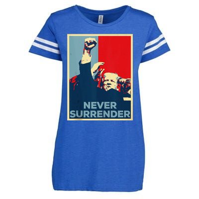 Fist Bump Fight Trump Poster Trump 2024 Never Surrender Enza Ladies Jersey Football T-Shirt