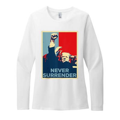 Fist Bump Fight Trump Poster Trump 2024 Never Surrender Womens CVC Long Sleeve Shirt