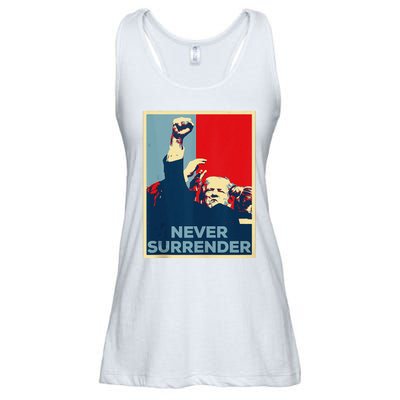 Fist Bump Fight Trump Poster Trump 2024 Never Surrender Ladies Essential Flowy Tank