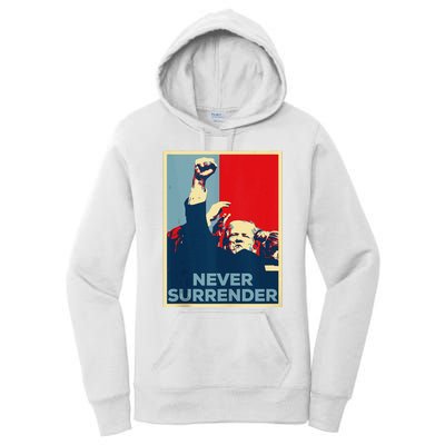 Fist Bump Fight Trump Poster Trump 2024 Never Surrender Women's Pullover Hoodie