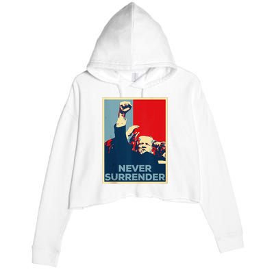 Fist Bump Fight Trump Poster Trump 2024 Never Surrender Crop Fleece Hoodie