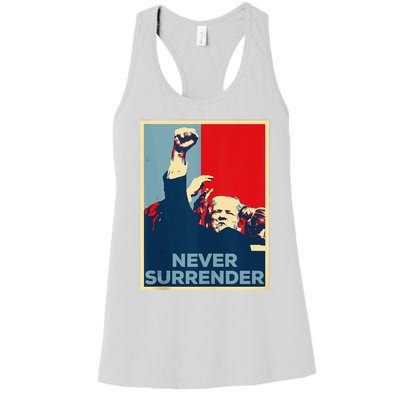 Fist Bump Fight Trump Poster Trump 2024 Never Surrender Women's Racerback Tank