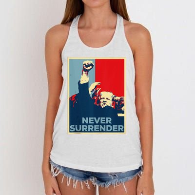 Fist Bump Fight Trump Poster Trump 2024 Never Surrender Women's Knotted Racerback Tank