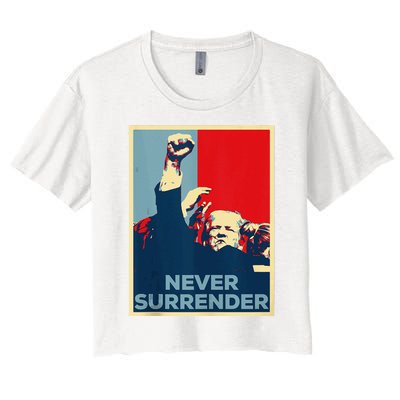 Fist Bump Fight Trump Poster Trump 2024 Never Surrender Women's Crop Top Tee