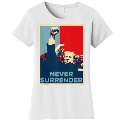 Fist Bump Fight Trump Poster Trump 2024 Never Surrender Women's T-Shirt