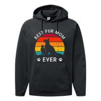 Funny Best Fur MOM Ever Vintage Retro Dog and Cat Owner Love Performance Fleece Hoodie