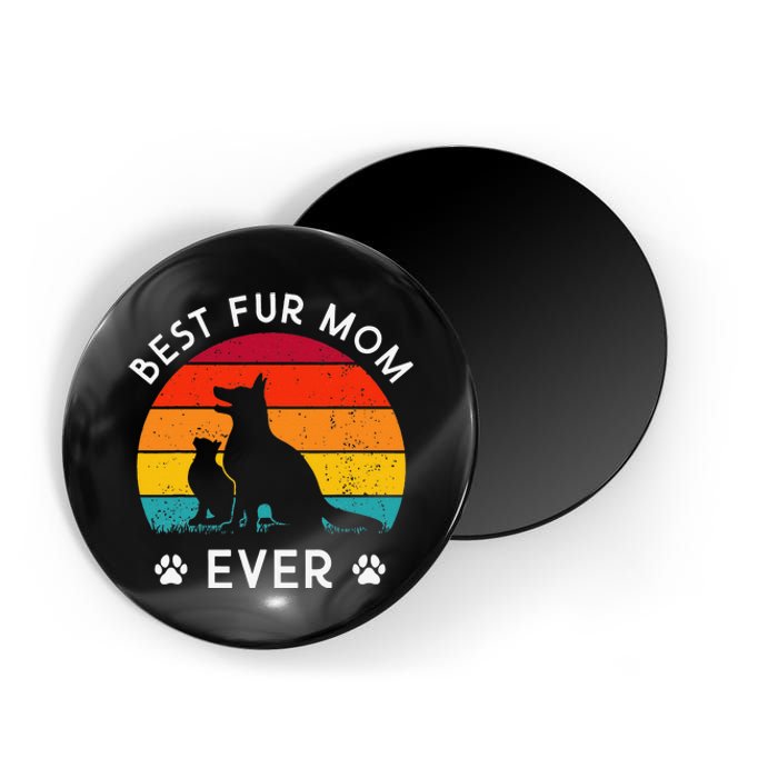 Funny Best Fur MOM Ever Vintage Retro Dog and Cat Owner Love Magnet