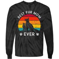 Funny Best Fur MOM Ever Vintage Retro Dog and Cat Owner Love Tie-Dye Long Sleeve Shirt