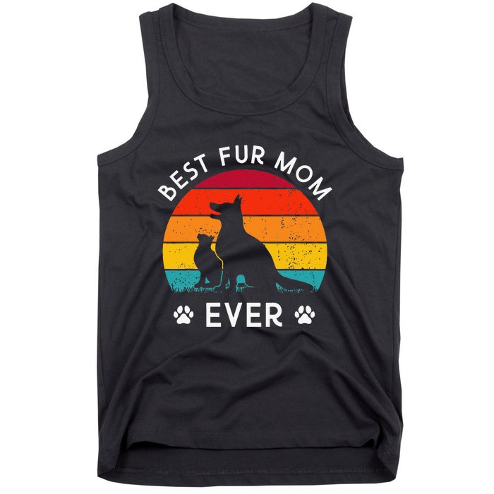 Funny Best Fur MOM Ever Vintage Retro Dog and Cat Owner Love Tank Top