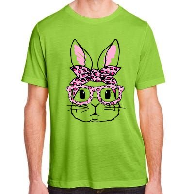 Funny Bunny Face Pink Leopard Glasses Happy Easter Day Great Gift Adult ChromaSoft Performance T-Shirt