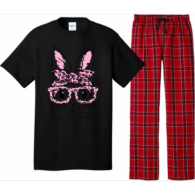 Funny Bunny Face Pink Leopard Glasses Happy Easter Day Great Gift Pajama Set