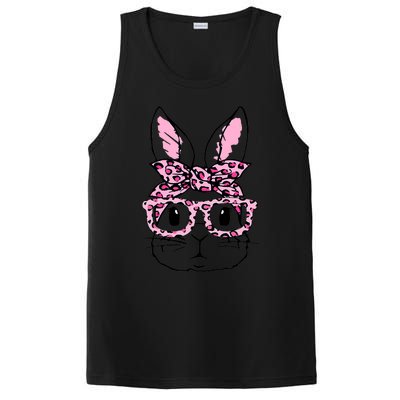 Funny Bunny Face Pink Leopard Glasses Happy Easter Day Great Gift PosiCharge Competitor Tank