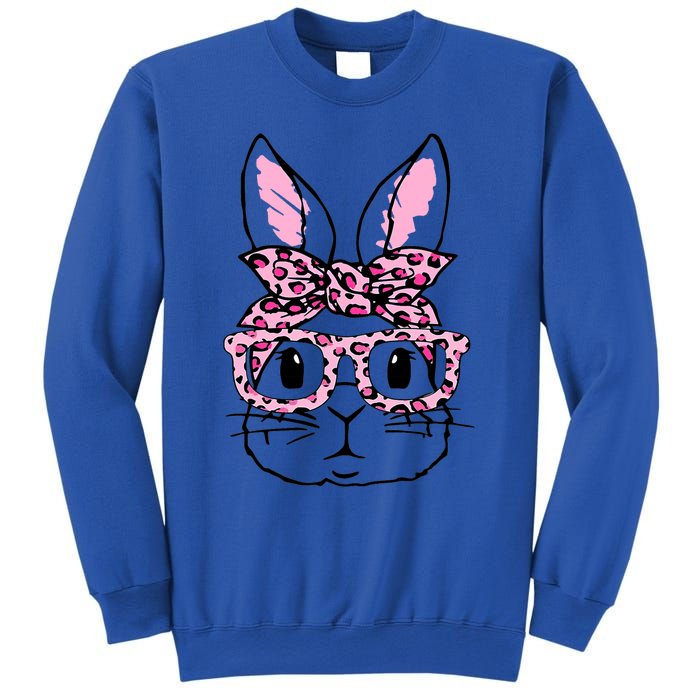 Funny Bunny Face Pink Leopard Glasses Happy Easter Day Great Gift Sweatshirt