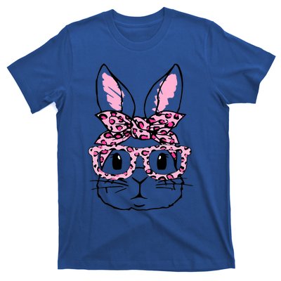 Funny Bunny Face Pink Leopard Glasses Happy Easter Day Great Gift T-Shirt