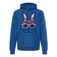 Funny Bunny Face Pink Leopard Glasses Happy Easter Day Great Gift Premium Hoodie