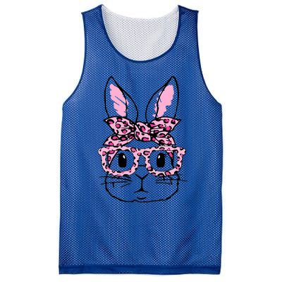 Funny Bunny Face Pink Leopard Glasses Happy Easter Day Great Gift Mesh Reversible Basketball Jersey Tank